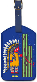 USA - Native American and Skyscraper - Leatherette Luggage Tags