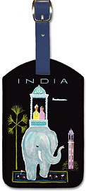 India - Indian Elephant with Howdah (Carriage) - Leatherette Luggage Tags