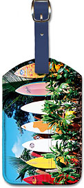 Old Surfboards Never Die, Hawaii - Hawaiian Leatherette Luggage Tags