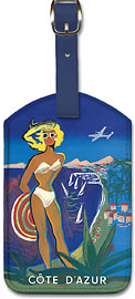 Côte D'Azur - The French Riviera - Blonde Bikini Girl - Leatherette Luggage Tags