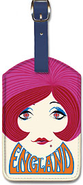 England - Red Head Girl - Leatherette Luggage Tags