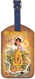 Hawaii - Hula Dancer - Hawaiian Leatherette Luggage Tags