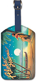 Aloha Hawaii - Vintage Hawaiian Art Leatherette Luggage Tags