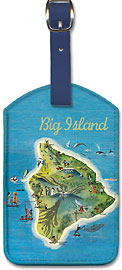Big Island - The Island of Hawaii Vintage Pictorial Map c.1962 - Hawaiian Leatherette Luggage Tags