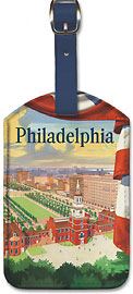 Visit Philadelphia - Independence Hall - Go by Pennsylvania Railroad - Leatherette Luggage Tags