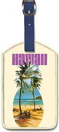 Hawaii Pineapple - Hanauma Bay Beach - Leatherette Luggage Tags