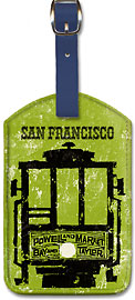 San Francisco - Powell & Market, Bay & Taylor Streets Cable Car Line - Leatherette Luggage Tags