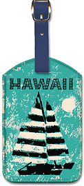 Hawaii - Sailboat Sunset - Hawaiian Leatherette Luggage Tags