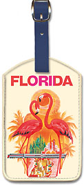 Florida Flamingos - Leatherette Luggage Tags