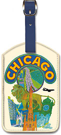 Chicago Illinois - Leatherette Luggage Tags