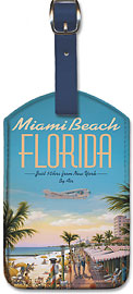 Miami Beach, Florida - Eastern Airlines - Just 10 hrs from New York - Leatherette Luggage Tags