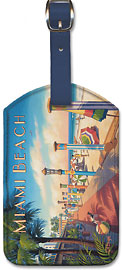 Miami Beach, Florida - Leatherette Luggage Tags