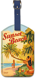 Sunset Beach - Hawaiian Leatherette Luggage Tags