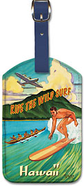 Ride the Wild Surf Hawaii - Hawaiian Leatherette Luggage Tags