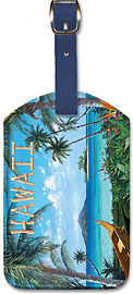 Hawaii - Tropic Travels - Hawaiian Paradise Ocean View - Hawaiian Leatherette Luggage Tags