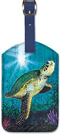 Hawaiian Green Sea Turtle - Hawaiian Leatherette Luggage Tags