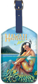 Hawaii Aloha - Hawaiian Mermaid - Hawaiian Leatherette Luggage Tags