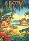 Aloha - Hawaii - Hula Dancer with Ukulele - Hawaii Magnet