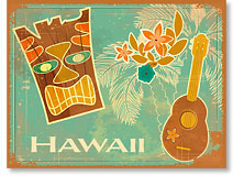 Vintage Tiki & Ukulele - Hawaiian 'Alohi Magnet - Glitter Embellished