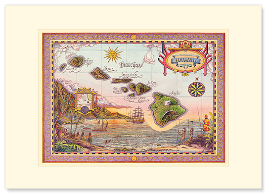 Map of Old Hawaii - Personalized Vintage Collectible Greeting Card