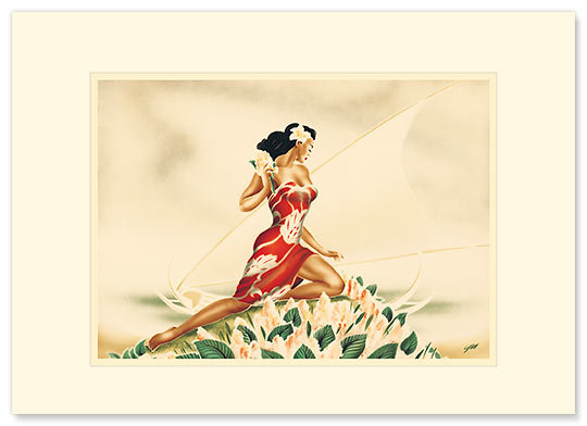 Wahine in Red - Personalized Vintage Collectible Greeting Card