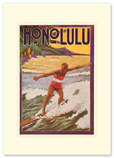 Surfing Honolulu - Personalized Vintage Collectible Greeting Card