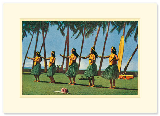 Hula Dancers - Personalized Vintage Collectible Greeting Card