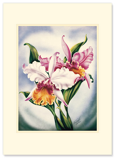 Pink Orchid - Personalized Vintage Collectible Greeting Card