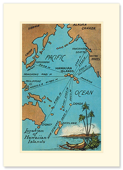 Hawaiian Islands Map - Personalized Vintage Collectible Greeting Card