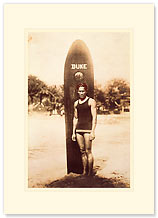 Duke Kahanamoku - Hawaiian Premium Vintage Collectible Blank Greeting Card
