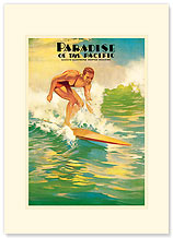 Paradise of the Pacific / Surfer - Hawaiian Premium Vintage Collectible Blank Greeting Card