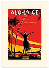 Aloha Oe - Hawaiian Premium Vintage Collectible Blank Greeting Card