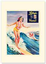 Libby's Surfer girl - Hawaiian Premium Vintage Collectible Blank Greeting Card