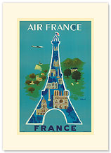 Aviation, Eiffel Tower - Premium Vintage Collectible Blank Greeting Card