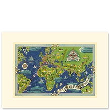 World Flight Routes Map - Premium Vintage Collectible Blank Greeting Card