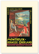 Montreux - Bernese Oberland Railway, Switzerland - Premium Vintage Collectible Blank Greeting Card