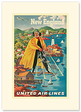 United Airlines - New England Fisherman - Premium Vintage Collectible Blank Greeting Card