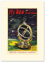 British European Airways: Fly BEA at All Times - Premium Vintage Collectible Blank Greeting Card