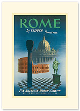 Pan American: Rome by Clipper - Vatican and Coliseum - Premium Vintage Collectible Blank Greeting Card