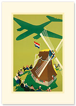 KLM Royal Dutch Airlines: Holland Windmill - Premium Vintage Collectible Blank Greeting Card