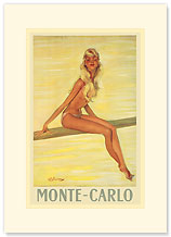 Monte-Carlo Blonde Girl, France - Premium Vintage Collectible Blank Greeting Card