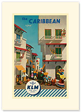 KLM Royal Dutch Airlines: The Caribbean - Premium Vintage Collectible Blank Greeting Card