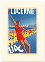 Lido, Lake Lucerne, Switzerland - Premium Vintage Collectible Blank Greeting Card