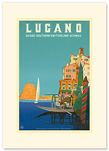 Swiss Italian Resort, Lugano, Switzerland - Premium Vintage Collectible Blank Greeting Card