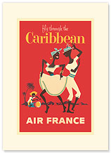 Aviation: Fly Through the Caribbean - Premium Vintage Collectible Blank Greeting Card