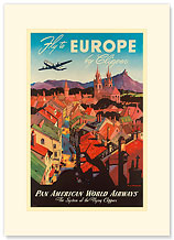 Pan American: Fly to Europe by Clipper - Premium Vintage Collectible Blank Greeting Card