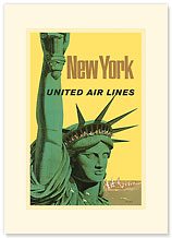 United Air Lines: New York Statue of Liberty - Premium Vintage Collectible Blank Greeting Card