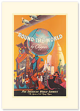 Round The World By Clipper - Premium Vintage Collectible Blank Greeting Card