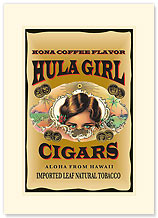 Hula Girl Cigars - Hawaiian Premium Vintage Collectible Blank Greeting Card