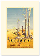 Hamburg America Line: Australian Outback - Premium Vintage Collectible Blank Greeting Card